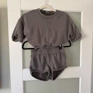 Fashion Nova Gray Casual Top and Shorts Set